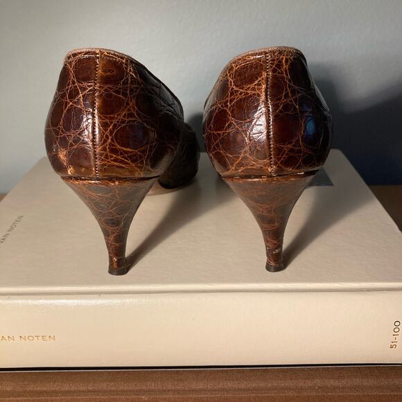 Vintage Amano Weinman's 1950/60s Handmade Crocodile Pumps Exquisite ~ Sz 8N - Picture 2 of 7